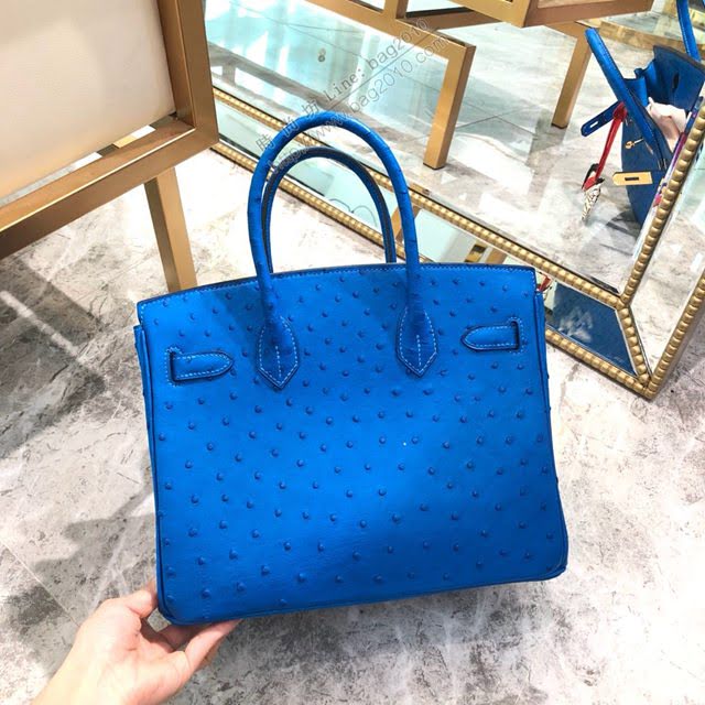 Hermes女包 愛馬仕Birkin30cm Hermes鉑金包 進口k級鴕鳥皮 手工蠟線縫製 Hermes鴕鳥皮手提女包  am1991